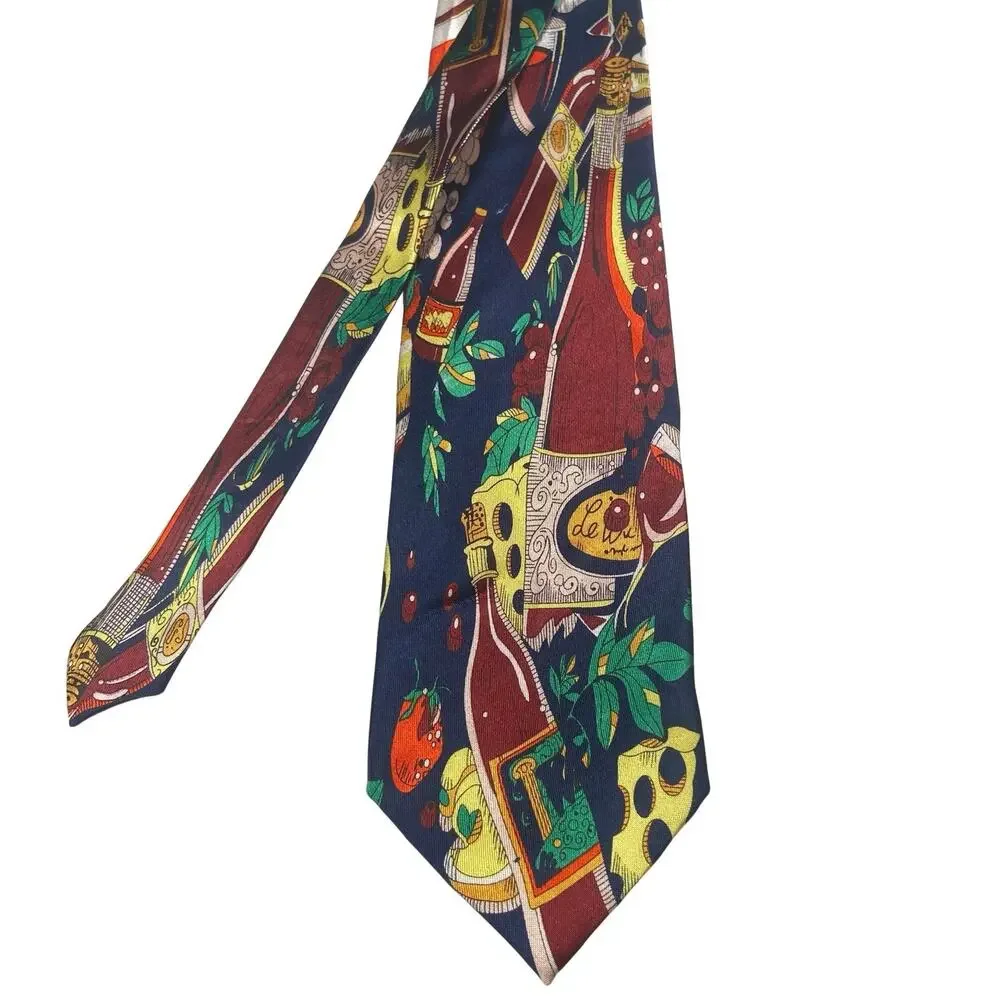 Christian Giorgiou Novelty Tie Wine and Cheese Necktie Handmade 60x3.75